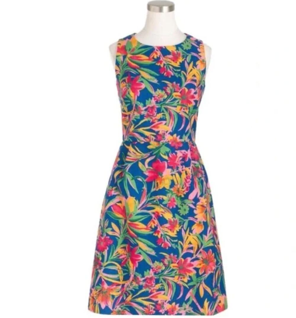 J.CREW Vibrant Multicolor Botanical Floral Shift Dress // 0